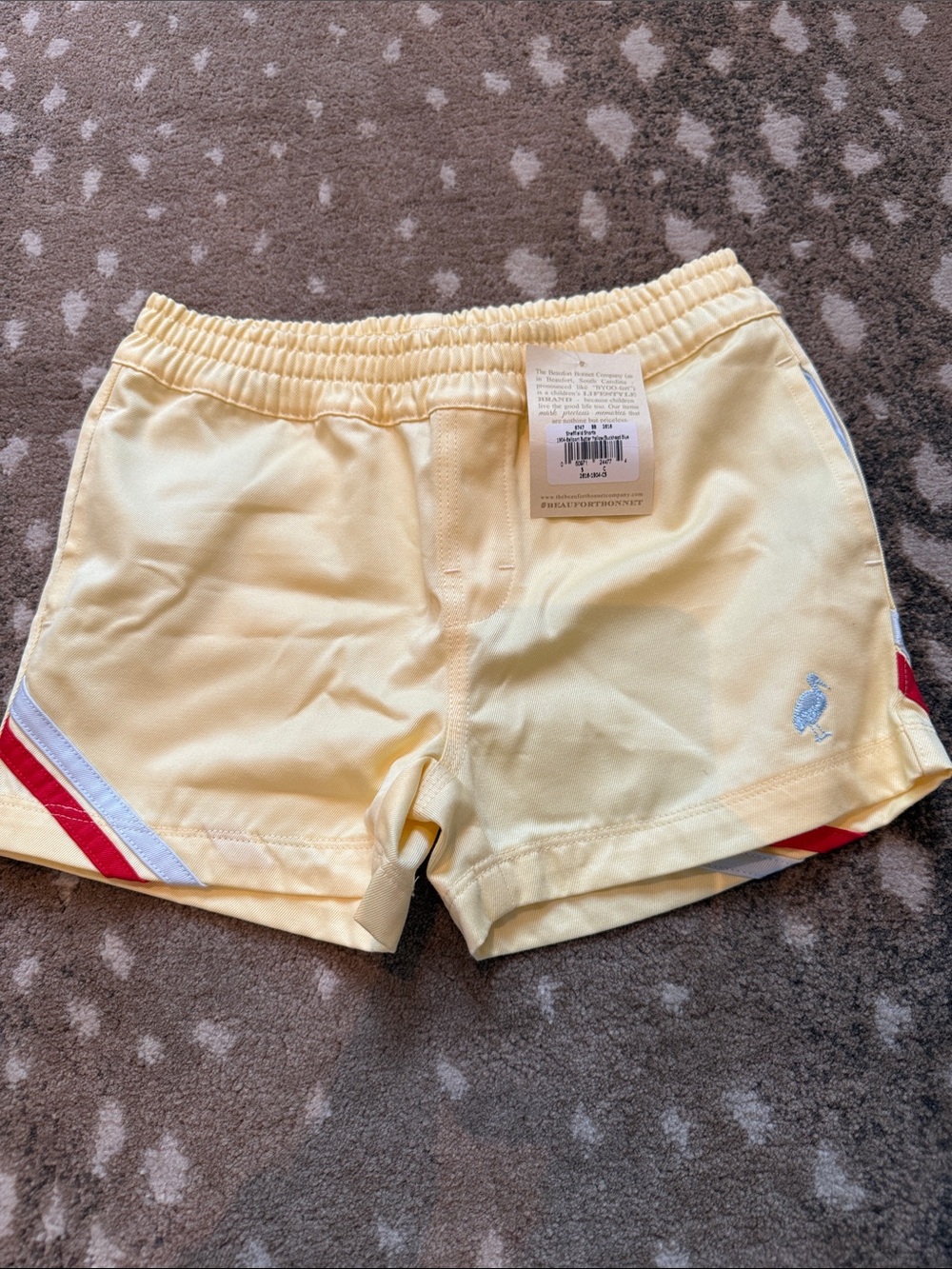 The Beaufort Bonnet Company Pale Yellow Toddler Shorts with Gold Logo Tag